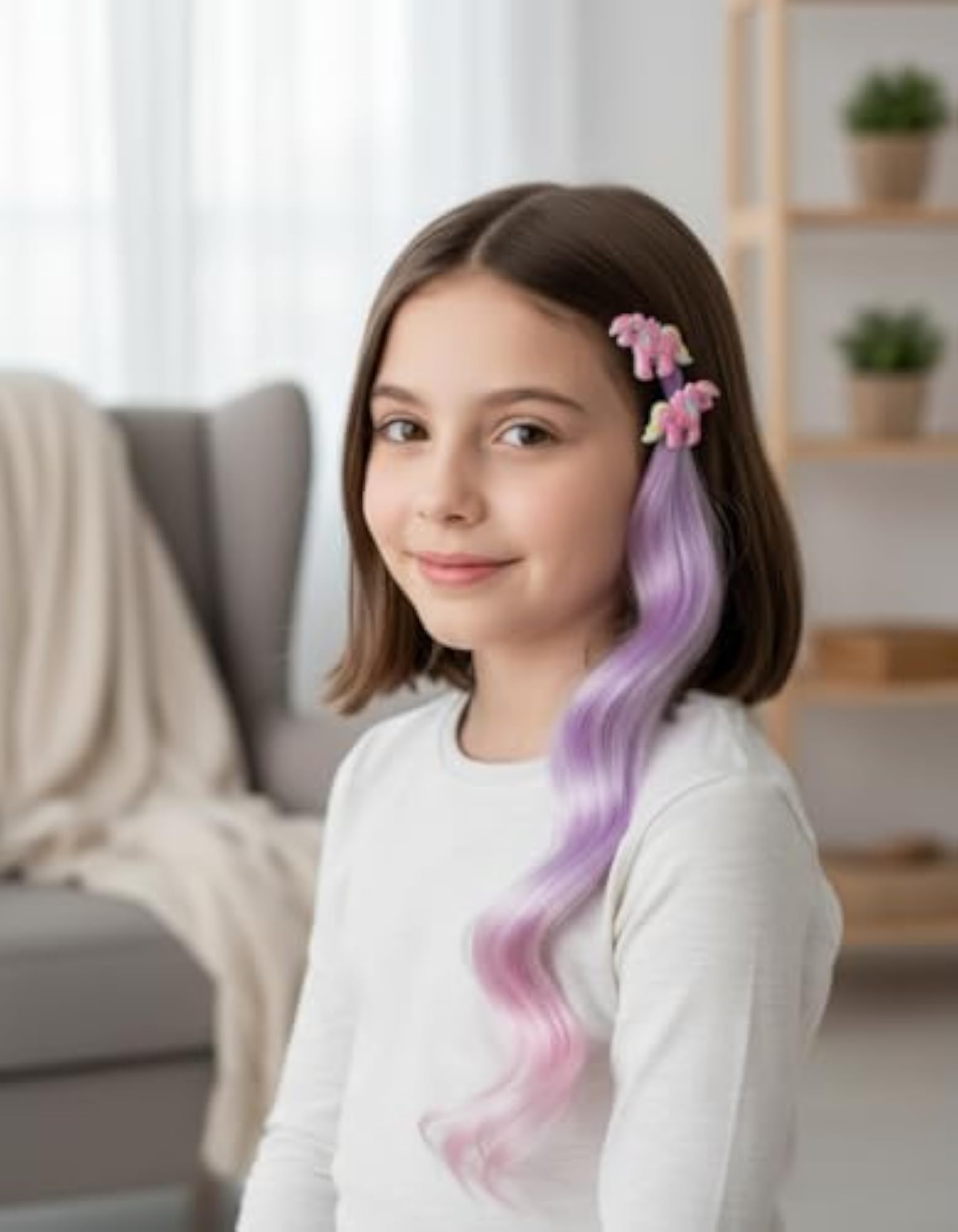 Unicorn Hair Clips with Braids, Set of 4 Pieces